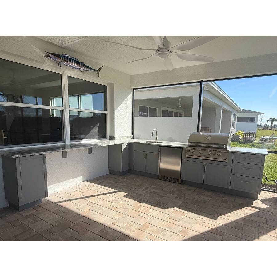 Outdoor Kitchen Drawers vs Door Cabinets for Prep Storage: Dove L with Bar Kyle Crofoot
