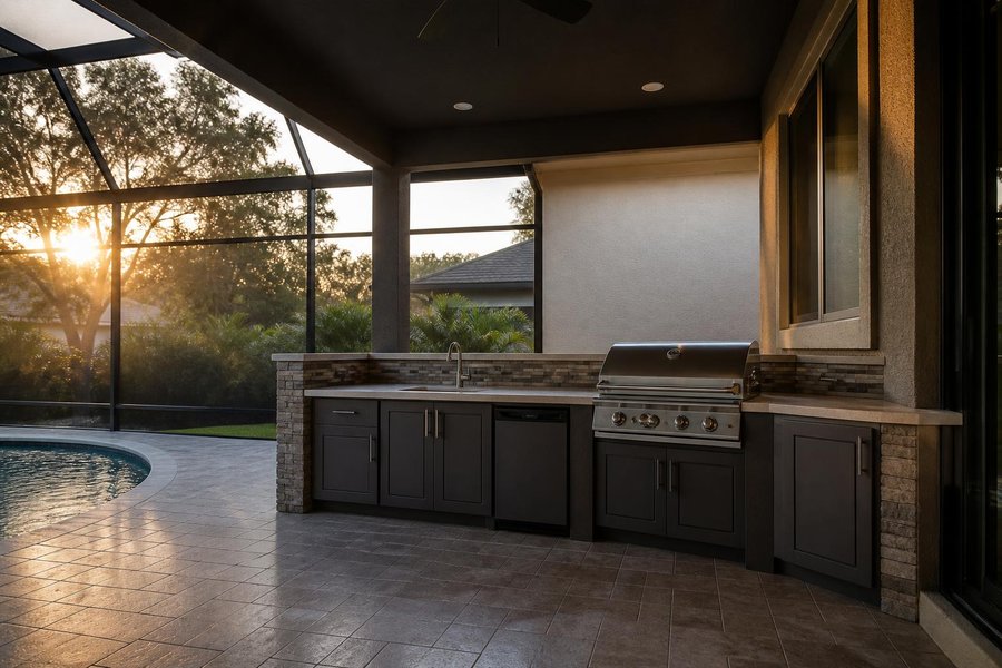 Outdoor Kitchen Cabinet Ideas for Kissimmee Backyards: Pool-Area Cabinet Layout
