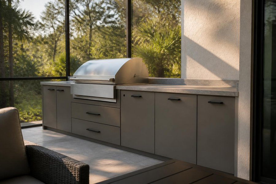 Outdoor Kitchen Cabinet Ideas for Kissimmee Backyards: Screened Lanai Cabinet Run