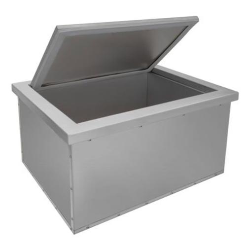 Drop-in 304 stainless steel outdoor ice bin with the lid open